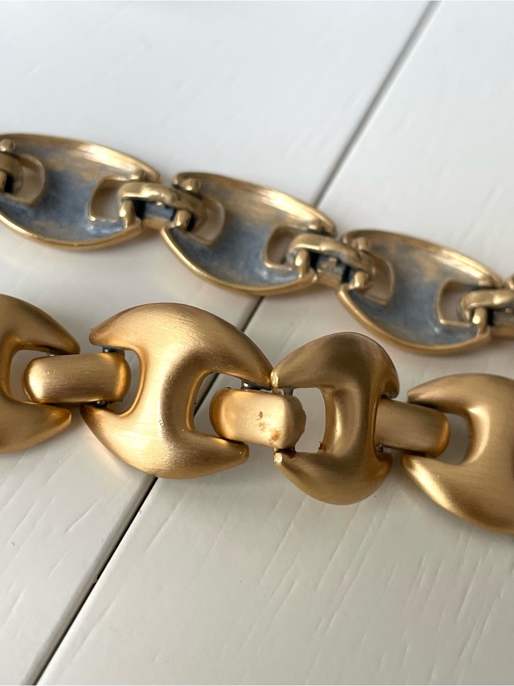 Vintage Monet matte goldtone link choker necklace horse bit Old Money - Picture 15 of 15